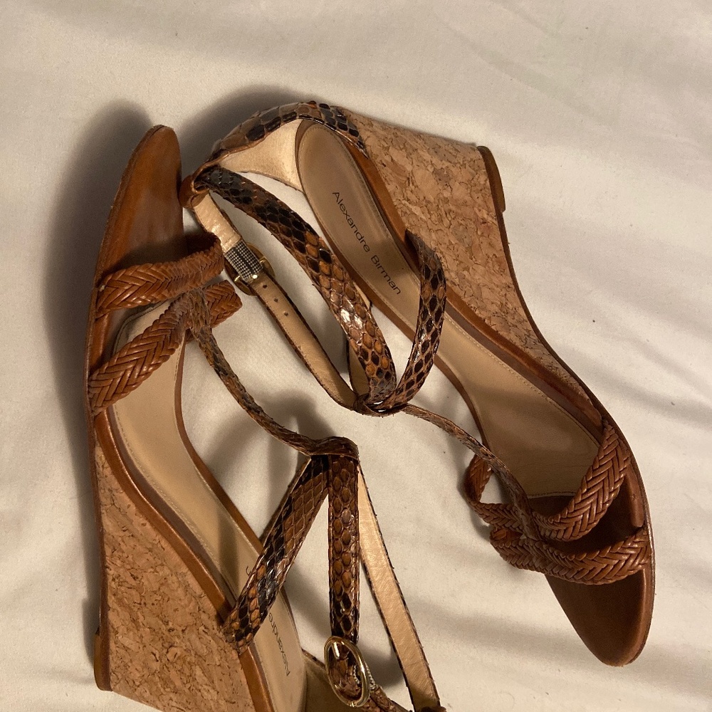 Alexandre Birman Cork Wedge Heels (brown python) size 8